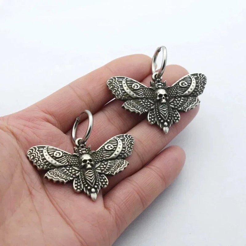 Vintage Fashion Stores - Gothic Vintage Moth telinga Hoops untuk