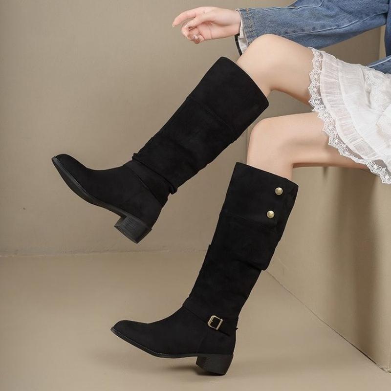 Sepatu Bot Tinggi Wanita Suede - Vintage Fashion Online ulasan dan harga