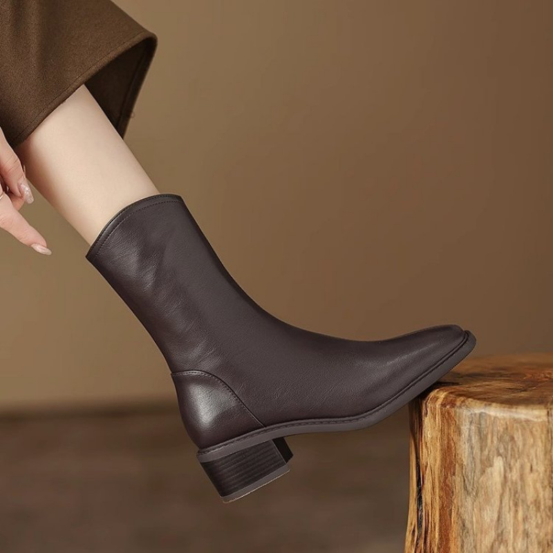 Sepatu bot kulit wanita dengan - Vintage Fashion Dresses ulasan dan harga